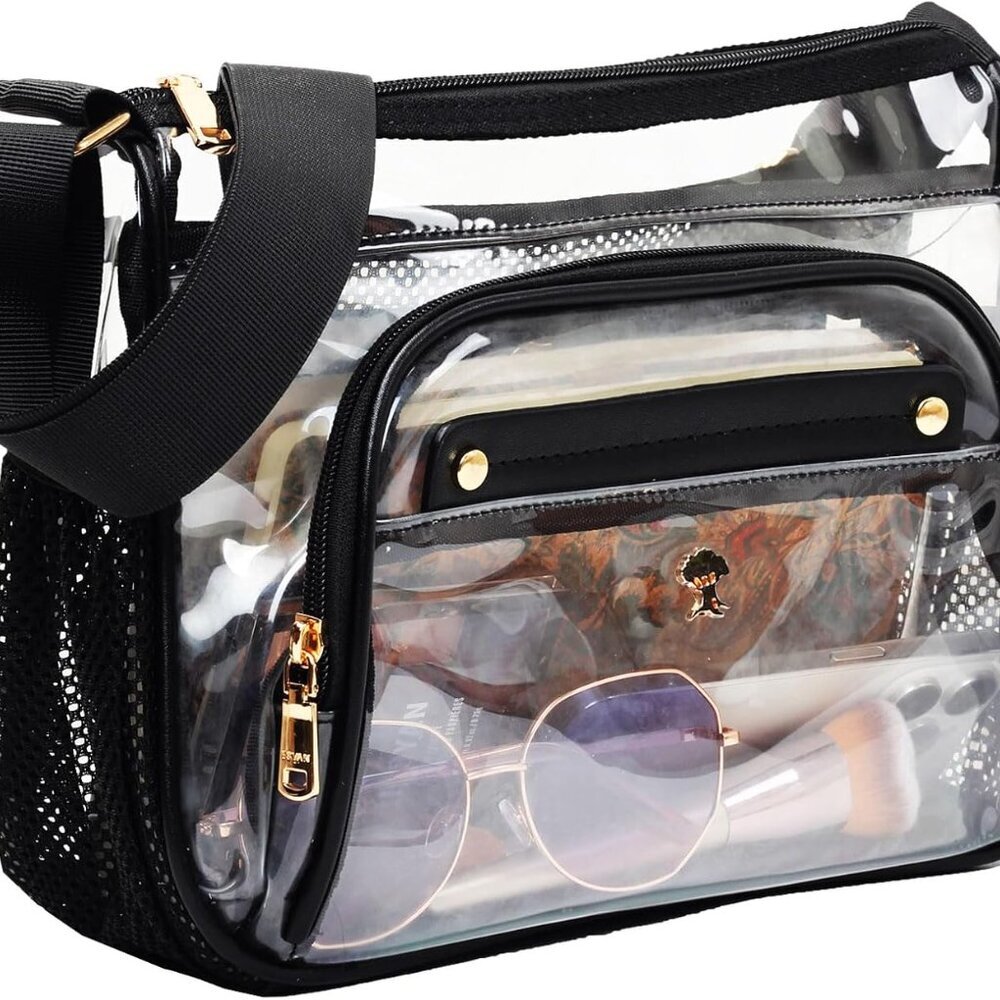 Spacious Clear Crossbody Tote for Women - Ideal for Events, Adjustable 24" Strap